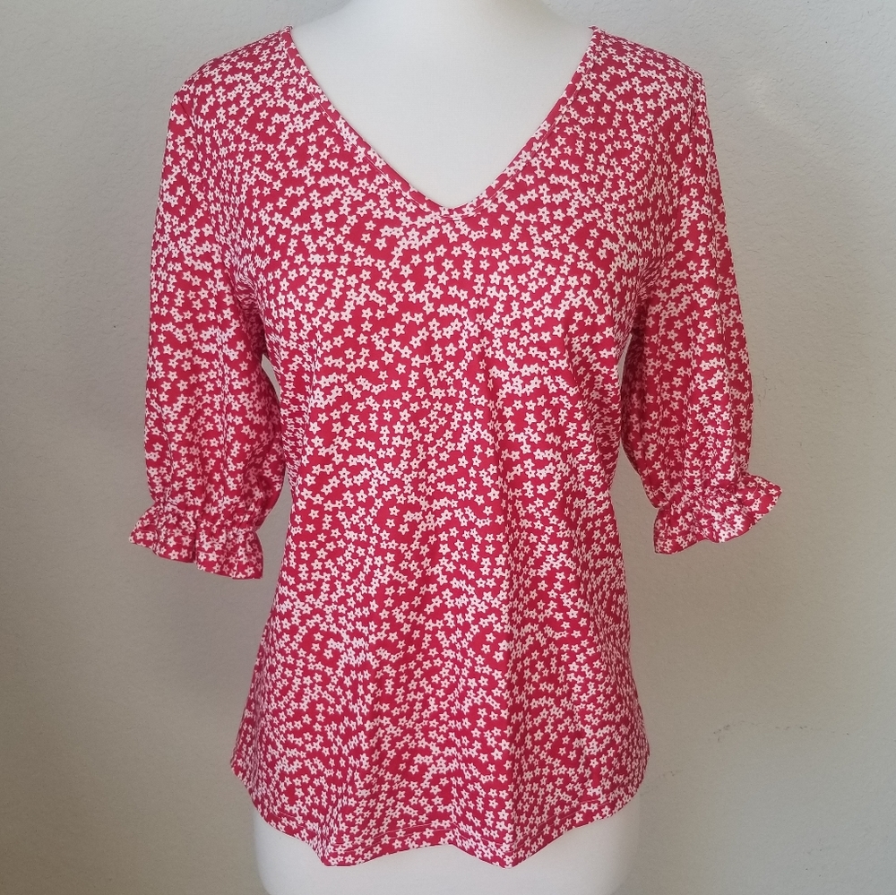 Vintage 70's Floral Red Blouse